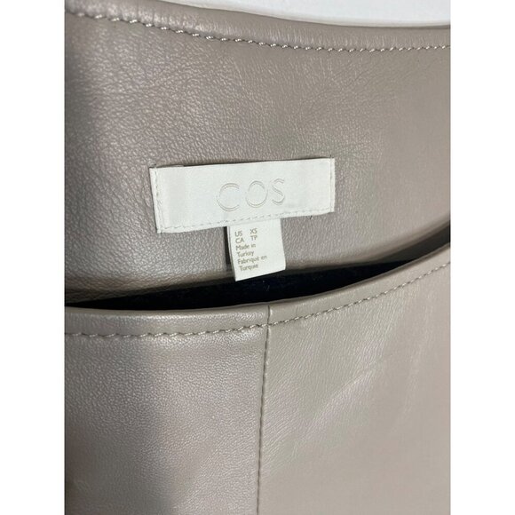 COS A-Line Neutral Short Sleeve Leather Dress-sz XS - Picture 9 of 13